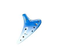 Ocarina 12 Hole AC Tune Beginners Guide Double Color Alto Professional Performance(Glazed SC treble C indigo)