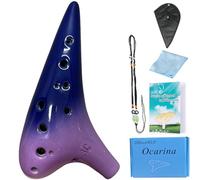 Ocarina,12 Hole Ocarina Instrument With Song Book for Beginner,Alto C Ceramic Ocarina(Purple & Deep Blue)
