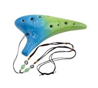 Ocarina 12 Holes Ocarina Smoked Burn Ceramic Flute with Song Book Neck Cord Carry Bag Musical Instruments(Color 3)