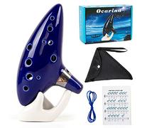Ocarina 12 Tones Alto C with Song Book Display Stand Neck Cord Blue By Kmise
