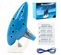 Ocarina 12 Tones Alto C with Song Book Display Stand Neck Cord (Light blue)