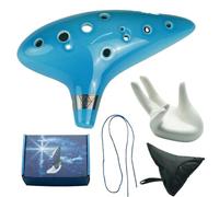 Ocarina 12Note Alto C Ceramic Ocarina Instrument With Songbook Neck String And Carrying Case(Sky blue with box)