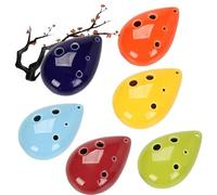 Ocarina 6 Hole Abstract Beginner Instrument Playing Singing Porcelain Flute(Orange)