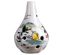 Ocarina， 6-hole Alto C For Beginners To Learn Clay Ocarina, Creative Vase Shape Hand-painted Flower Pattern Musical Instrument(White G)