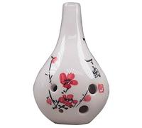 Ocarina， 6-hole Alto C For Beginners To Learn Clay Ocarina, Creative Vase Shape Hand-painted Flower Pattern Musical Instrument(White a)