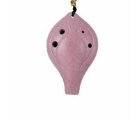 Ocarina 6 Hole Beginner Instrument Professional Black Pottery(Pink SC Treble C)