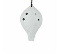 Ocarina 6 Hole Beginner Instrument Professional Black Pottery(White SC Treble C)