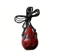 Ocarina 6 Hole Ceramic Mini Ocarina Crafts Musical Instruments(Red)