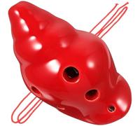 Ocarina 6-Hole Ocarina Instrument Professional Beginner Ceramic Uniform Gentle Sound Resonance Comfortable(Red)