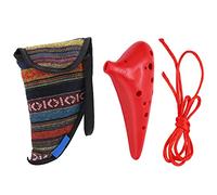 Ocarina ABS C Tune 12 Hole Musical Instrument, Durable and Portable, Suitable for Adults and Children - Easy to Learn, Comfortable Design, Professional Learners (Red)