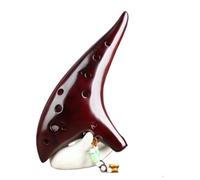 Ocarina Alto C Key 12 Holes Burning Glossy Bright Glaze Woodwind Musical Instrument Ocarina(Red)