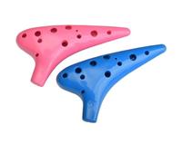 Ocarina Ceramic Instrument 12 Hole High Pitch C SC Ocarina Beginner Adult Self Study Hobby(Blue)
