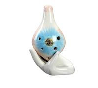 Ocarina Ceramic Instrument 6 hole ocarina alto C instrument suitable for beginners to perform(Blue)