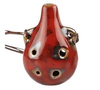 Ocarina Ceramic Instrument Colorful 6 hole ocarina in the key of C for beginners(Red)