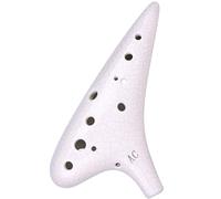 Ocarina Ceramic Instrument Ocarina 12 Hole Alto AC Tune Beginner Practice Performance Instrument(White)