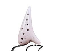 Ocarina Ceramic Instrument Ocarina 12 hole Alto C Key AC Beginner Teaching Instrument Ceramic Made Accurate Tone(White)