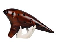 Ocarina Ceramic Instrument Ocarina Instrument 12 Hole AC Beginners Entry Practice Alto C Key Professional Performance Music Lover(Brown)