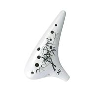 Ocarina Ceramic Ocarina 12 Hole Alto C Key Music Flute Professional Smoked Ocarinas Xun Beginner Traditional Instrument(White)