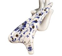 Ocarina Ceramic Ocarina 12 Hole Celadon Flower Pattern Flute Colored Glaze Handmade Tao Music Instrument(SG Tone)