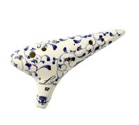 Ocarina Ceramic Ocarina 12 Hole Celadon Flower Pattern Flute Colored Glaze Handmade Tao Music Instrument(SF Tone)