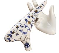 Ocarina Ceramic Ocarina 12 Hole Celadon Flower Pattern Flute Colored Glaze Handmade Tao Music Instrument(SC Tone)