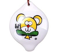 Ocarina， Chinese 12 Zodiac 4-hole SC Ceramic Ocarina, Creative Cartoon Animal Pattern Circular Wind Instrument(White a)