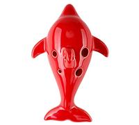 Ocarina， Creative Cartoon Dolphin-shaped Ceramic Ocarina 6 Hole Alto C, Elementary School Students Learn(Red)