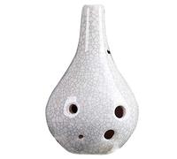 Ocarina， Creative Vase Shape 6-hole Alto C Terracotta Ocarina, Cracked Hand-glazed Beginner Wind Instrument(White)