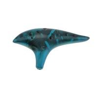 Ocarina Iniciantes 12 Holes Alto ToneC Smoked Burn Ceramic Ocarina Beginners With Song Book Neck Cord Carry Bag(Blue)