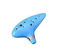 Ocarina Iniciantes 12 Tones Alto C Ceramic Ocarina Musical Instrument With Song Book Neck String Neck Cord Carry Bag(Blue)