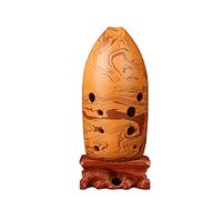 Ocarina Instrument ， 10 Hole Pottery Ocarina Rock Pattern 6.5CM x 13CM G F E Key Bass 5 To Treble 2 With Manual(E Key)