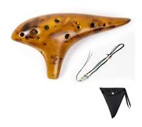 ocarina instrument 12 Tones Alto C Ceramic Ocarina Musical Instrument Neck String Neck Cord Carry Bag With Box (Color : Yellow)