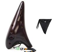 ocarina instrument 12 Tones Alto C Ceramic Ocarina Musical Instrument Neck String Neck Cord Carry Bag With Box (Color : Brown)