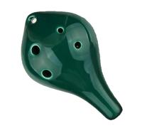 Ocarina Instrument 4 Colors Ocarina 6 Hole Long-mouth Small Ocarina Alto C Tone Beginner Ocarina Teaching Ceramic Pendant(Green)