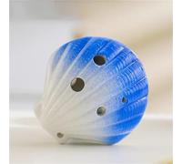 Ocarina Instrument Cartoon Ocarina 6-hole Alto C-tune Shell Shape Ocarina Beginner Teaching Ceramic Pendant Music Enlightenment(Blue)