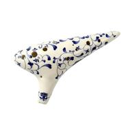 ocarina instrument Ceramic Ocarina 12 Hole Celadon Flower Pattern Alto C Tones Chinese Flute Colored Glaze Handmade Music Instrument (Color : SF)