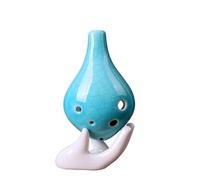 ocarina instrument Cyan White 6-hole Ocarina Alto C Key Ceramic Ocarina 6-hole Ethnic Musical Instrument (Color : 2)