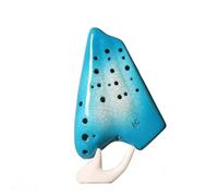 ocarina instrument Gradient Three-tube Ocarina Ceramic Production Playing Ocarina With Accessories Pink Blue (Color : Blue)