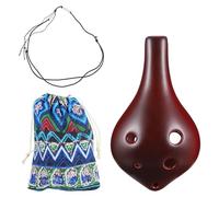 Ocarina Instrument Hole Music C Alto Beginners Mini Blue Ceramic Birthday Gift Sheet Ocarinas Introductory (Color : Coffee Long)