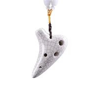 Ocarina Instrument Mini Ocarina Super Treble F Tune SSF Necklace 6 Holes Smoked Crack Simple Musical Instrument(White)