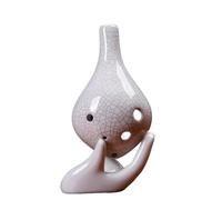 Ocarina Instrument Ocarina 6 Hole Alto C Key Tones Gradient Crackle Pattern Flute Glaze Ceramic Ocarina Flute Musical Instrument(White)