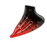 ocarina instrument Three-tube AC Glazed Ocarina 3-tube Alto C Color Professional Performance Beginner Red Blue (Color : Red)