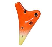 Ocarina， Mini 6-hole Super High Pitch F Kiln Variable Glazed Clay Ocarina(Orange yellow)
