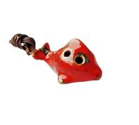 Ocarina Ocarina 6 Hole Ceramic Colored Glazed Fish Shape Wind Instrument with Rope for Beginners Music Lover And Decorative(Red)