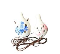 Ocarina Six Hole Ceramic Lanyard Long Mouth Enlarged Water Drop Pastel Craft Musical Instrument(3)
