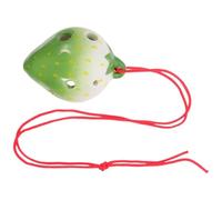 Ocarina Strawberry Shaped 6 Holes Ocarina Ceramic Beginner Wind Instrument Portable Lightweight Design for Practice(Green)