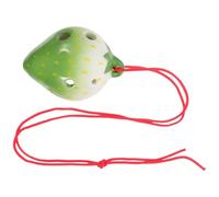 Ocarina Strawberry Shaped Ceramic 6 Holes Ocarina Beginner Practice Wind Instrument Cartoon Design Portable Music(Green)