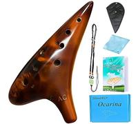 Ocarina,Strawfire12 Hole Ocarina Instrument,Alto C Ceramic Ocarina With Song Book Strap for Beginner Gift Idea(Strawfire Brown)