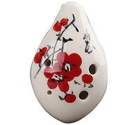 Ocarina， Vintage Painted Flowers 6-hole SC Ceramic Ocarina, Creative Drop-shaped Beginner's Round Flute(Plum Blossom)