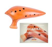 Ocarina with 10 holes in C LOW magg. of real terracotta in KIT with professional fabric bag, padded, with strap and strap closure, Music Gift, crafts by Plaschke Instruments- South Tyrol